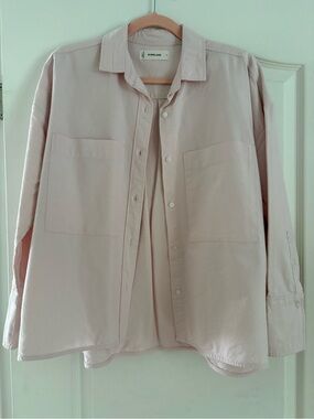 Everlane Women's Pale Pink Oversized Shirt Jacket
